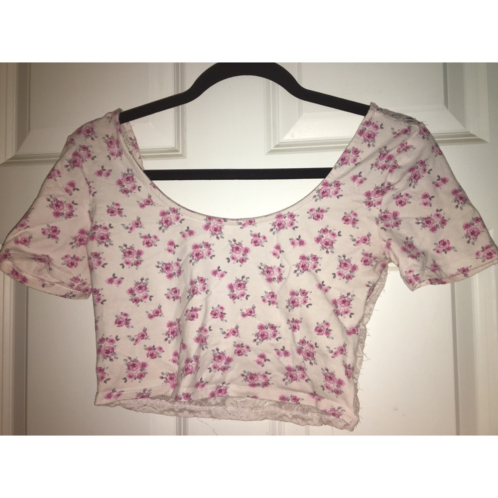 Forever 21 White Floral Lace Crop Top